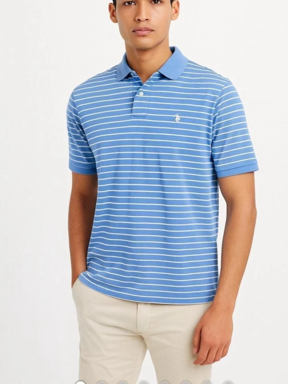 RALPH LAUREN GOLF POLO!Classic Blue Striped Polo Shirt - Men! XL